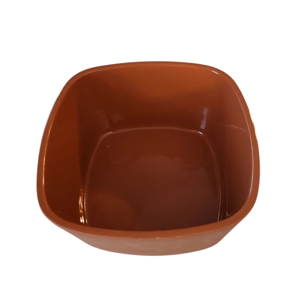 Michael Graves Design Square Serving Bowl‎ Stoneware Terra Cotta Glazed Inside